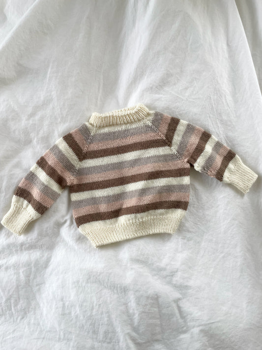 Håndstrikket stribet bluse i uld & kashmir str. nyfødt