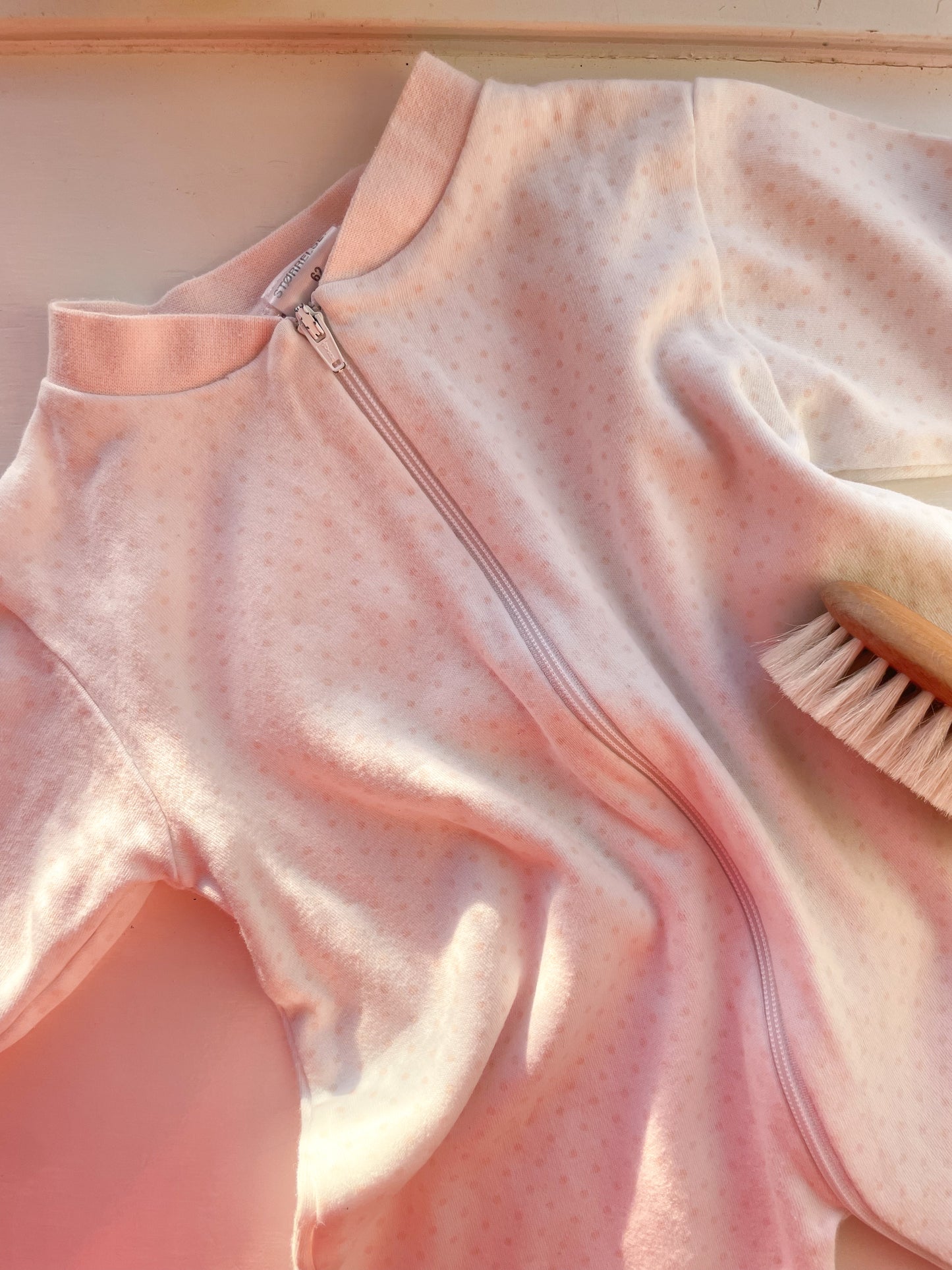 Vintage sparkedragt med prikker str. 0-3 mdr