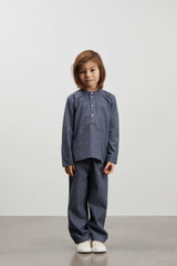 Skall Musling Lucca shirt - Blue/grey mini check