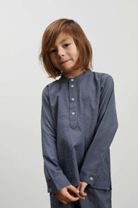 Skall Musling Lucca shirt - Blue/grey mini check
