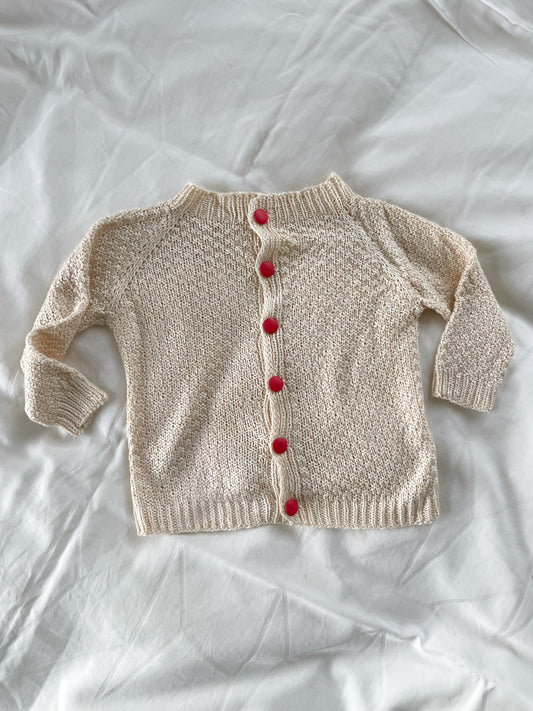 Håndstrikket cardigan i silke str. 3-6 mdr