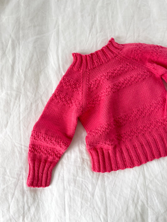 Håndstrikket pink bluse