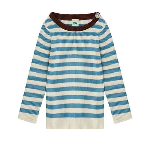 FUB Rib Bluse - Ecru/Sea
