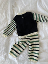 Håndstrikket babysæt, uld str. 3 mdr