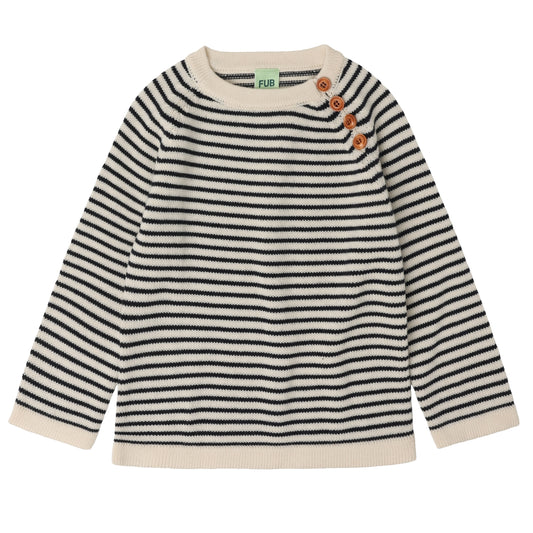 FUB Sweater - Merino -Ecru/Dark Navy