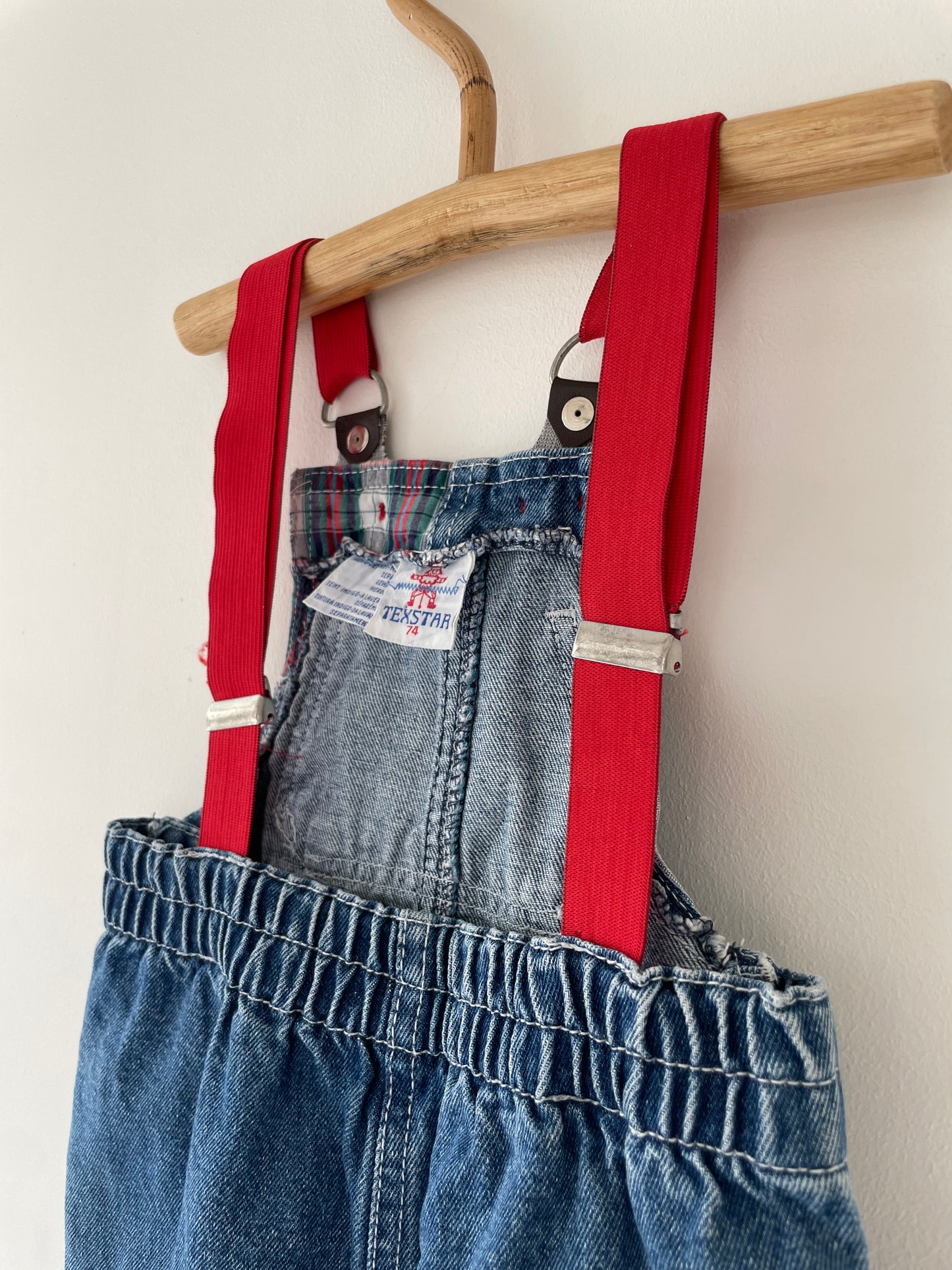 Vintage denim overalls med seler str. 9 mdr