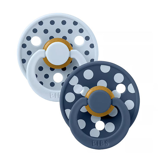 Bibs Studio Polka 2-pak sutter Latex Size 2 - BabyBlue/SteelBlue