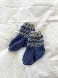 Håndstrikkede babysokker, uld str. 6-12 mdr