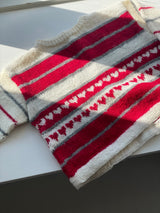 Håndstrikket bluse med hjerter, Merino str. 12-18 mdr