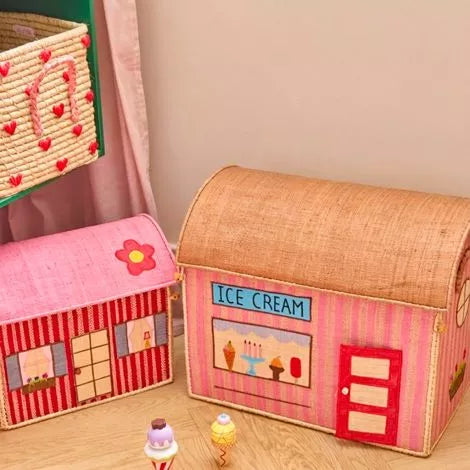 Rice Raffia Opbevaringshus Stor - Paris Theme