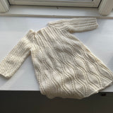 Håndstrikket Vanillekjole, Merino str. 9-12 mdr