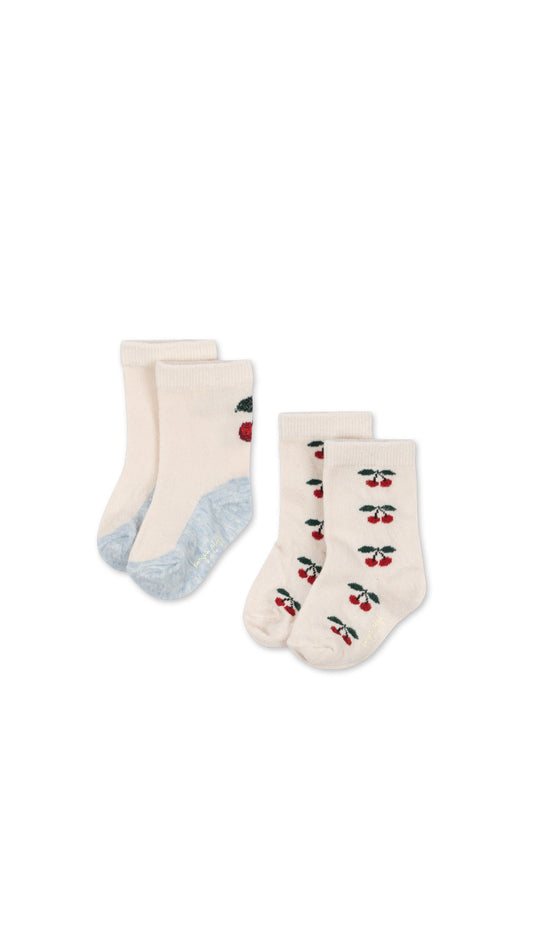 Konges Sløjd 2 pak jacquard Strømper - Cherry mix
