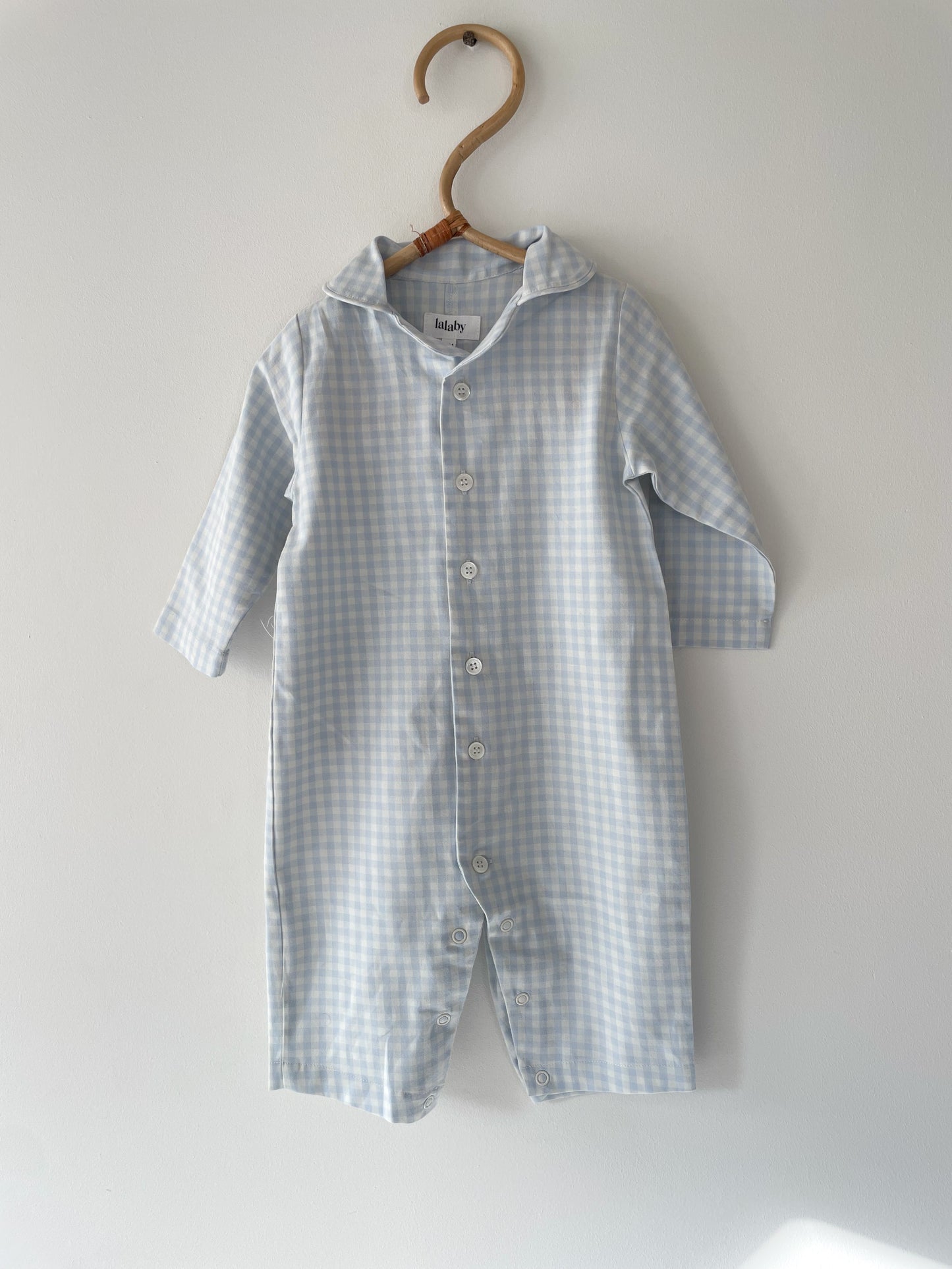 Lalaby Pyjamas, Blå gingham str. 9 mdr
