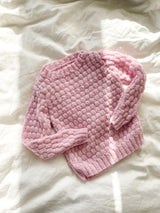 Håndstrikket lyserød sweater, uld str. 2 år