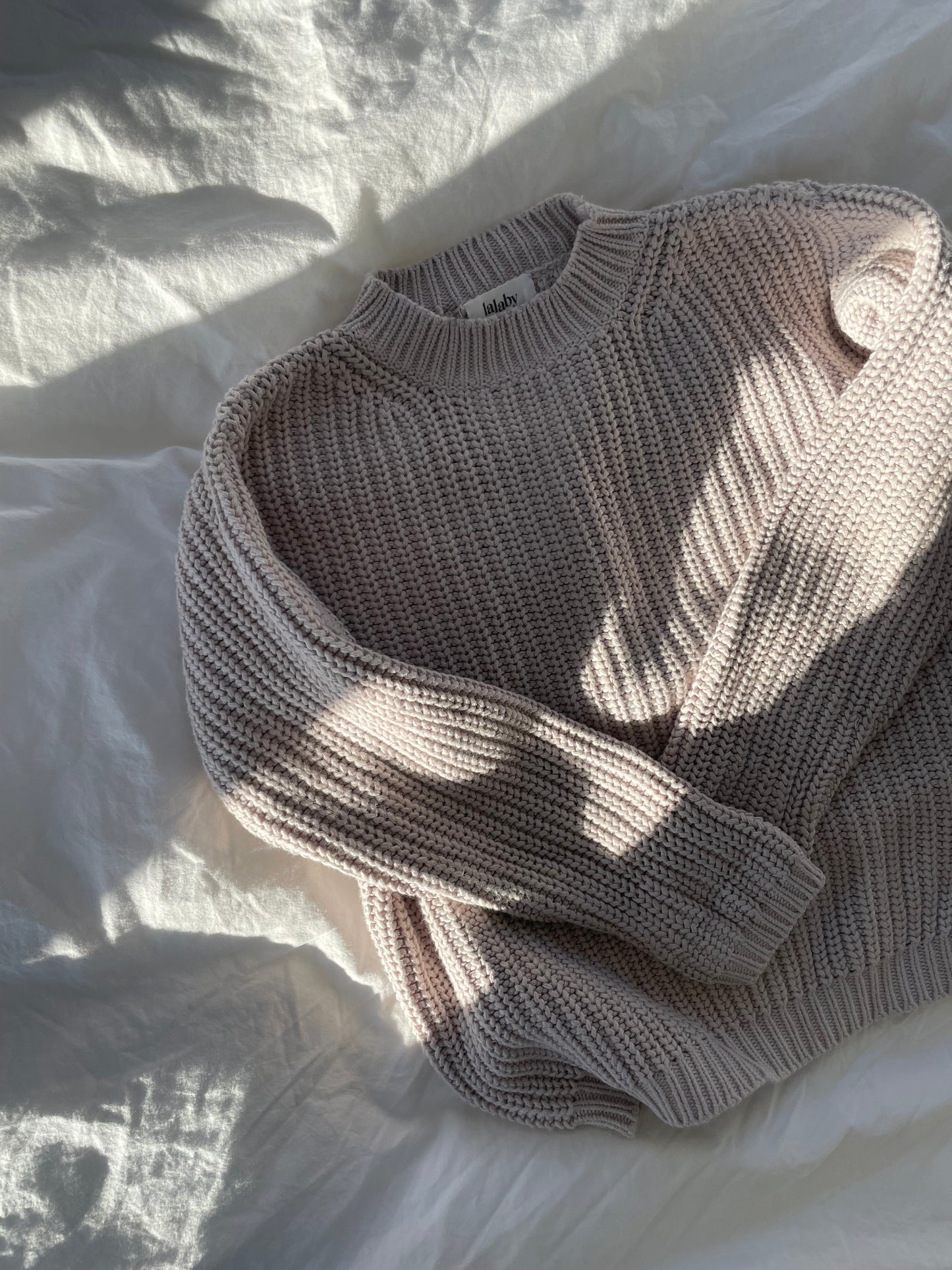 Lalaby Brooklyn chunky strikbluse - Cloud str. 5 år