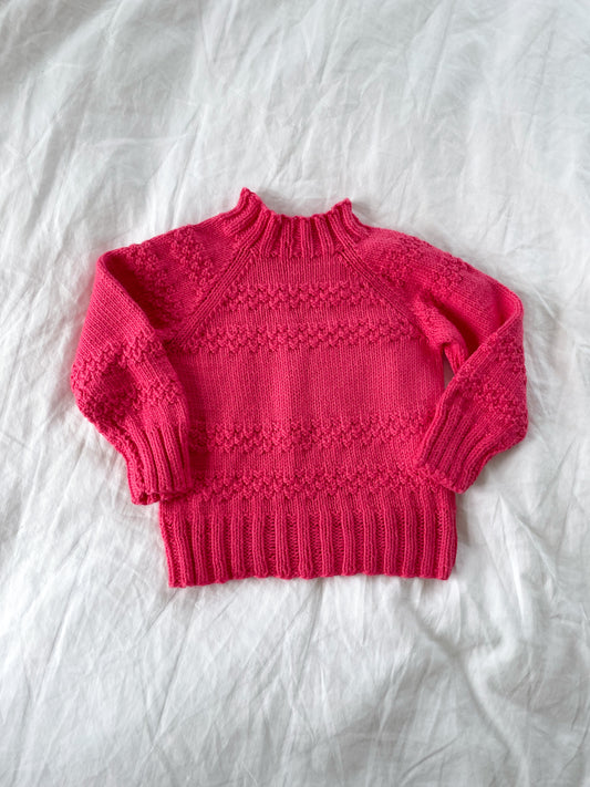 Håndstrikket pink bluse