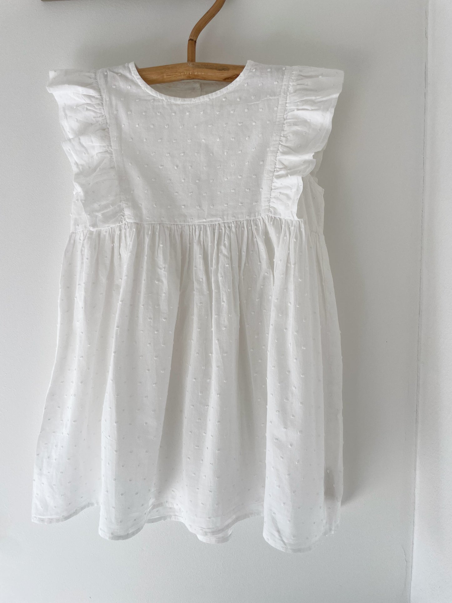 Konges Sløjd smuk hvid kjole med plumetis str. 5-6 år