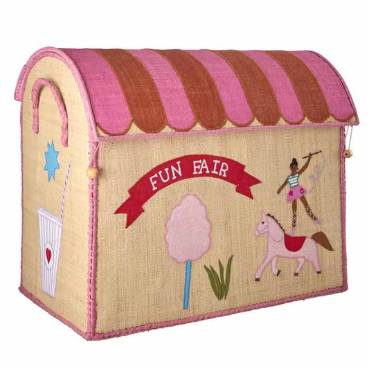 Rice Raffia Opevaringshus Stor - Pink Fun Fair - FORUDBESTIL