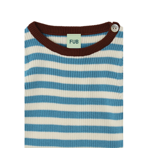 FUB Rib Bluse - Ecru/Sea