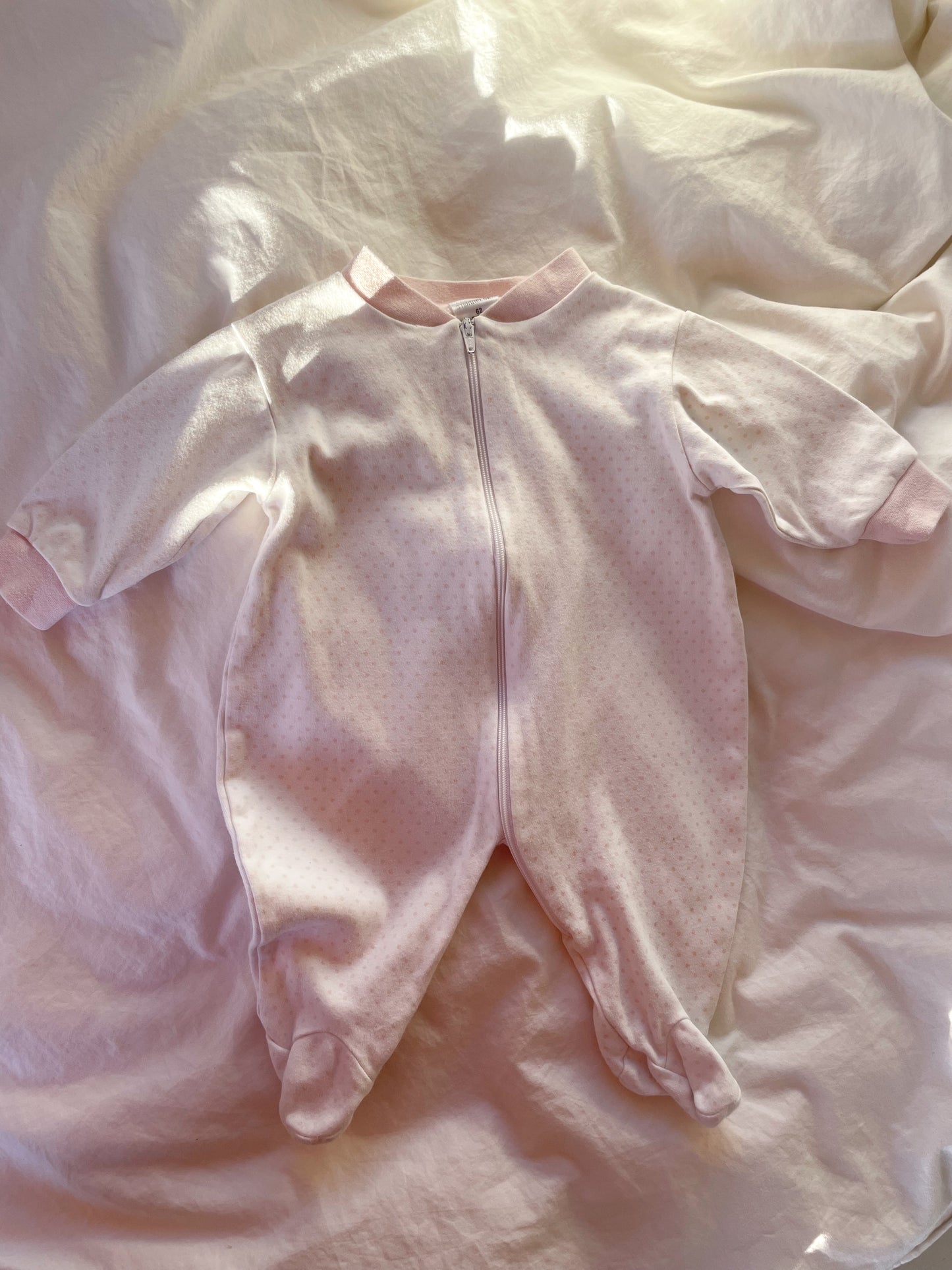 Vintage sparkedragt med prikker str. 0-3 mdr