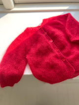 Håndstrikket cardigan, Silk Mohair str. 12 mdr