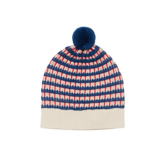 MULTI HAT MERINO - ECRU/DEEP INDIGO/CLASSIC RED