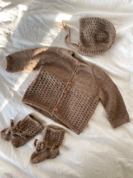 Håndstrikket cardigan, futter & kyse, Baby Alpaka str. 3 mdr