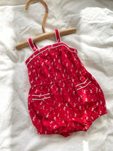 Vintage rød romper/sommerdragt str. 1 år