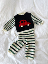 Håndstrikket babysæt, uld str. 3 mdr