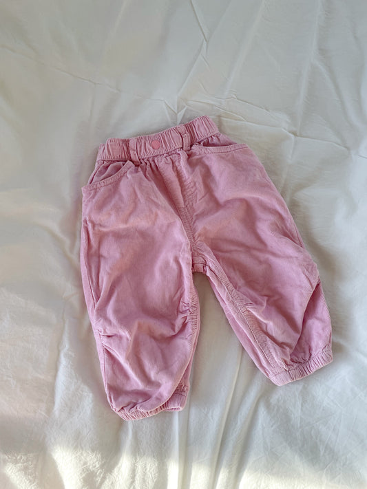 Lyserøde bukser i babyfløjl str. 74