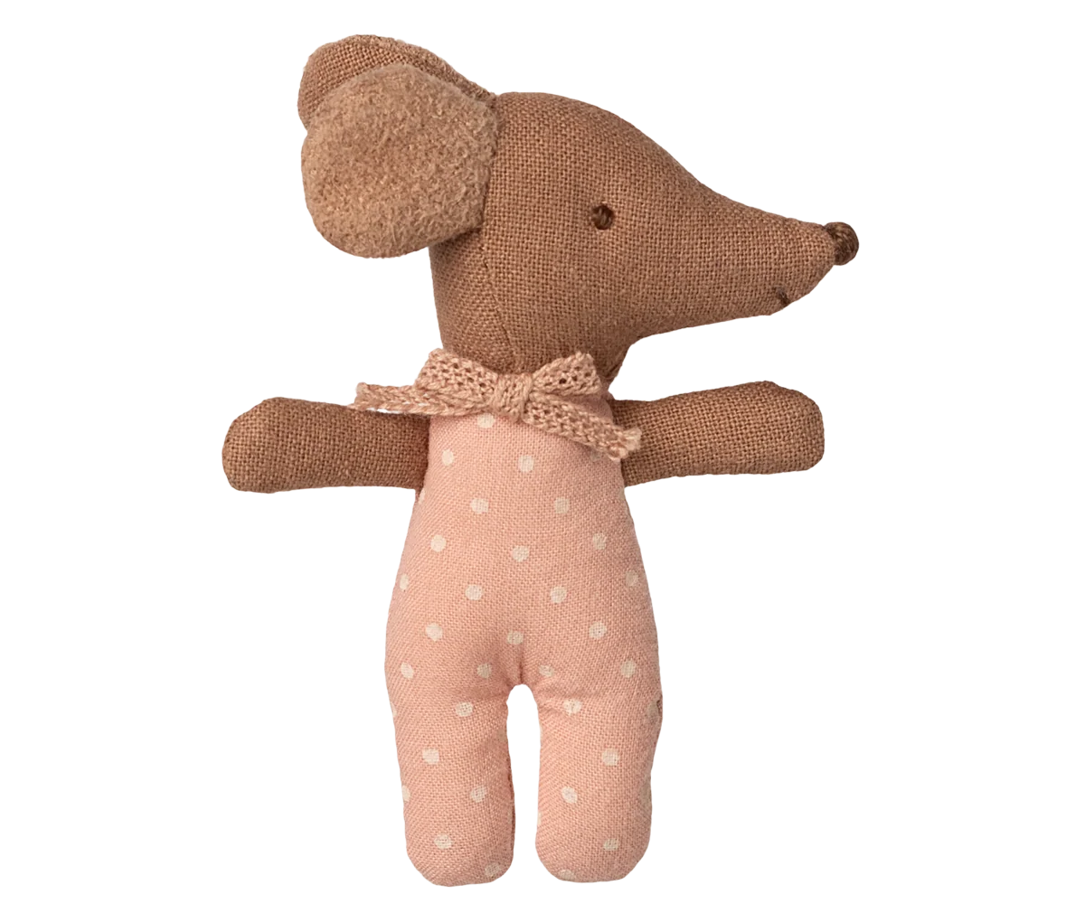 Maileg Sove/Vågen baby mus i tændstikæske - Rosa