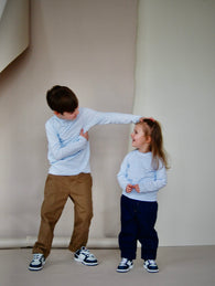 FLAB KIDS Kris stribet T-shirt - Lyseblå