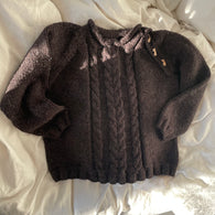 Håndstrikket brun sweater i uld str. 5-6 år