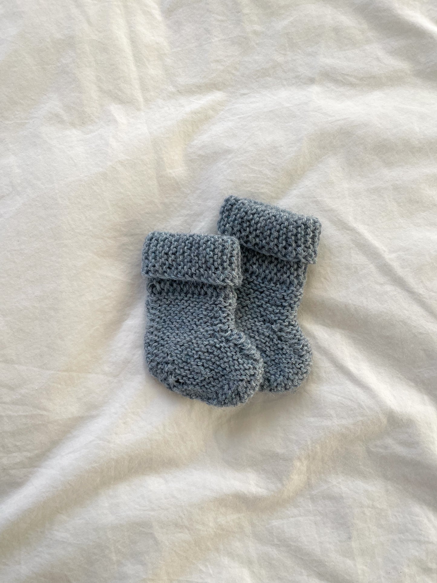 Håndstrikkede babysokker, Alpaka str. 0-3 mdr