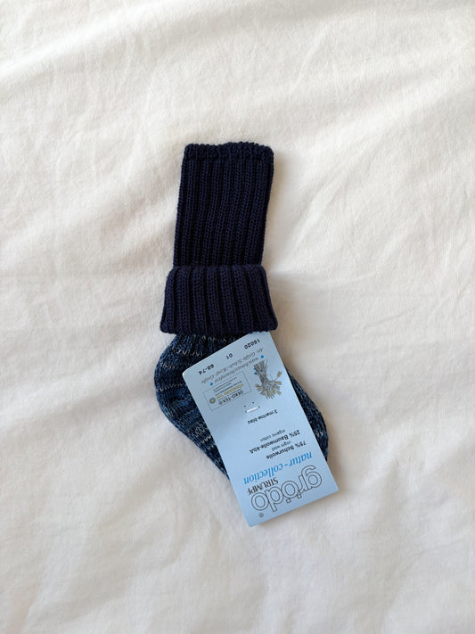SOKKER M. RIB - ULD/BOMULD - NAVY/BLÅ