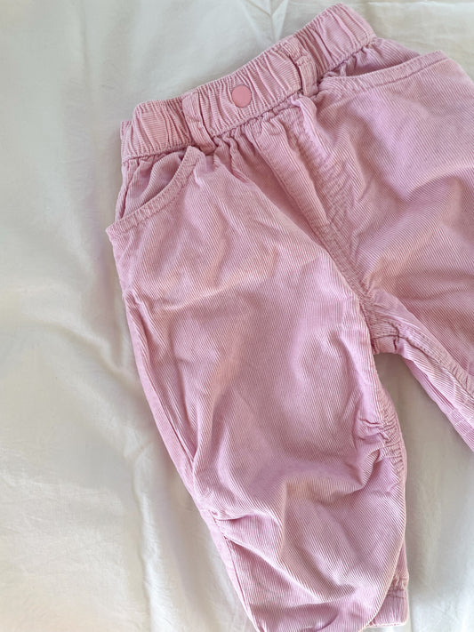 Lyserøde bukser i babyfløjl str. 74