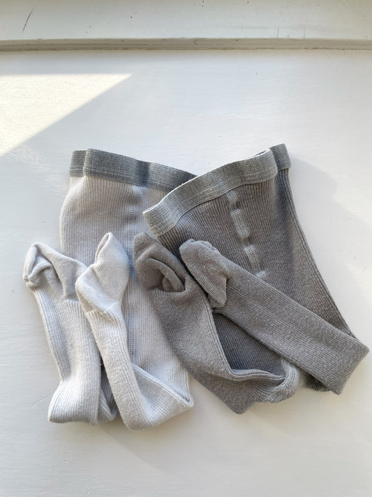 LIMONADE lysegrå rib strømpebukser str. 0-3 mdr