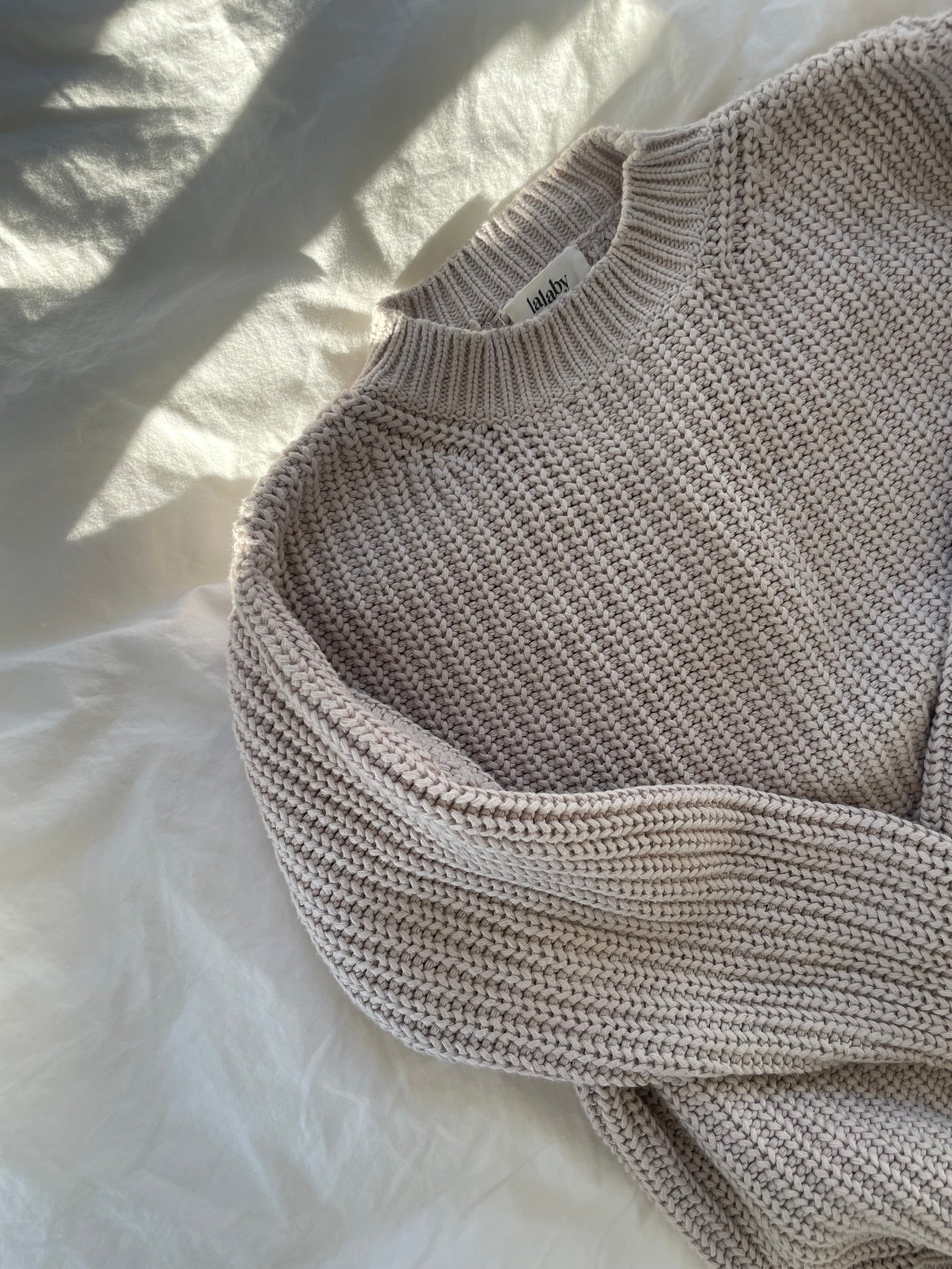 Lalaby Brooklyn chunky strikbluse - Cloud str. 5 år