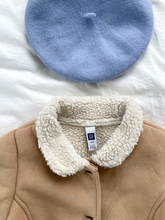 Vintage blå Beret - str. 1-2 år