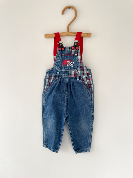 Vintage denim overalls med seler str. 9 mdr