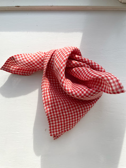 Lalaby Eddie tørklæde i hør - Red Check