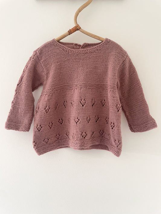 Håndstrikket bluse i uld str. 9 mdr