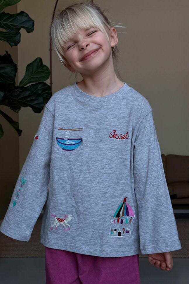 BILLIE MINI LANGÆRMET T-SHIRT - GREY