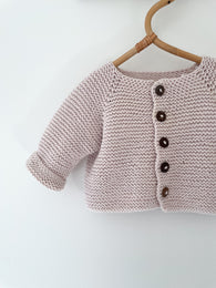 Håndstrikket cardigan, Merino str. 0-2 mdr