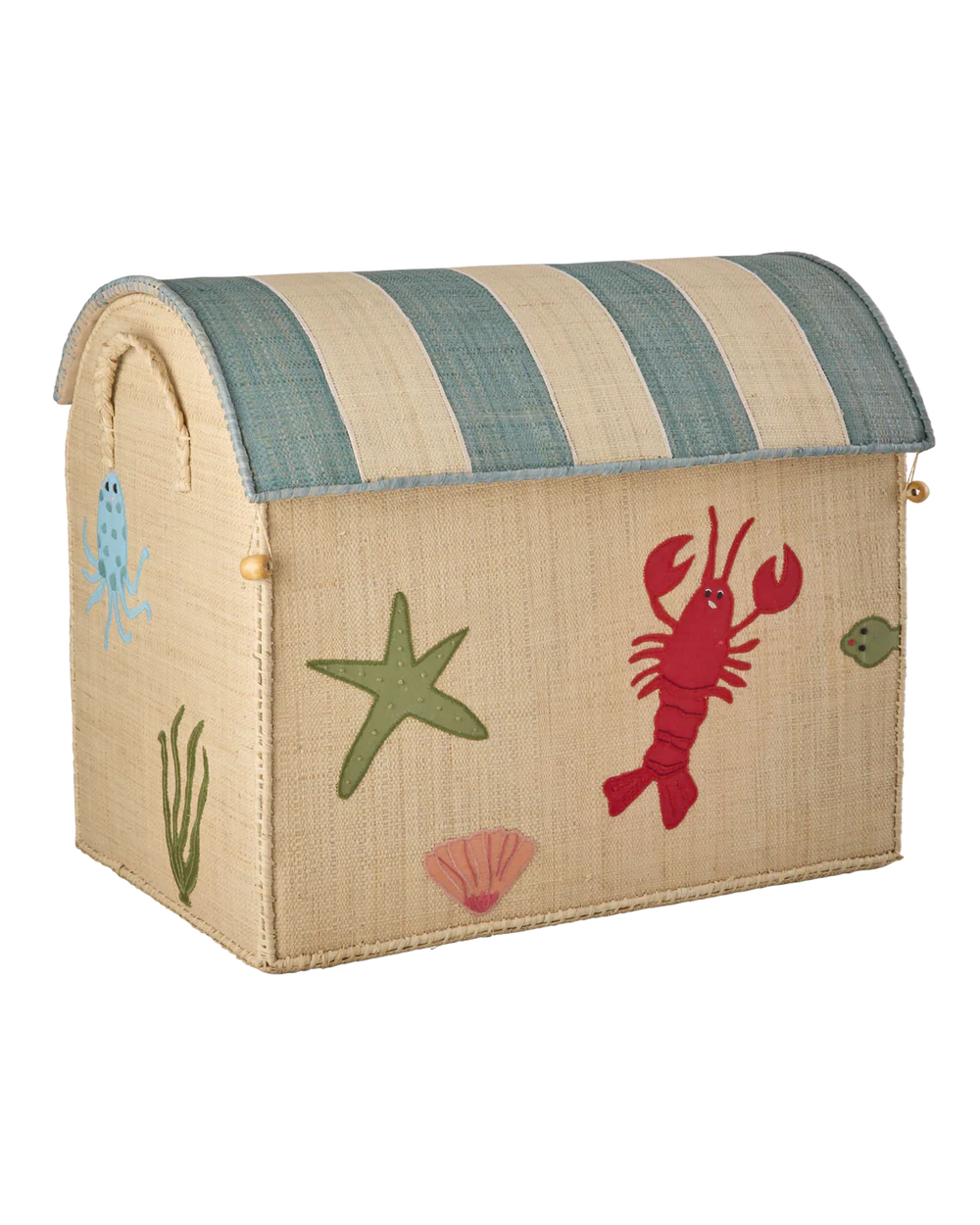 Rice Raffia Opbevaringshus Stor - Ocean Theme