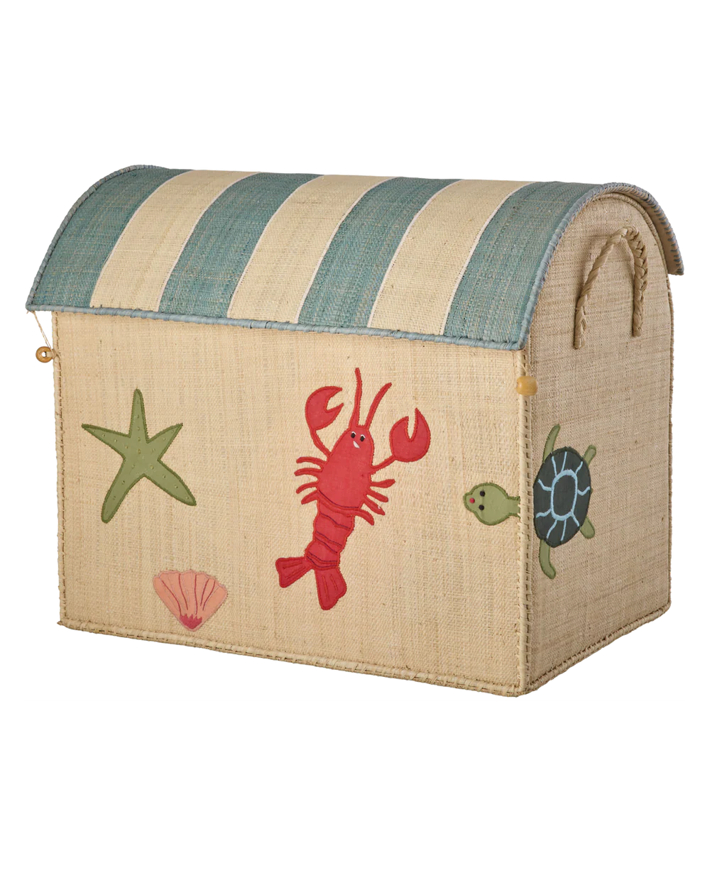 Rice Raffia Opbevaringshus Stor - Ocean Theme