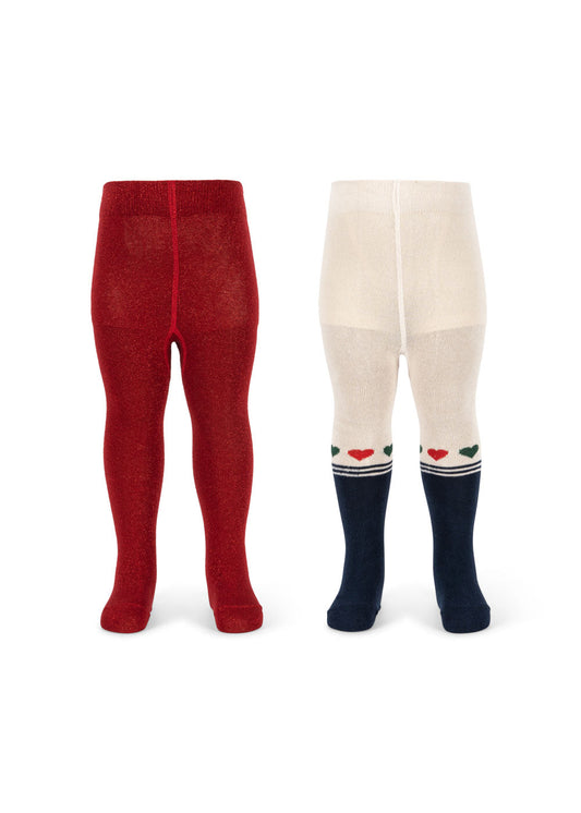 Konges Sløjd 2-Pak Tights - Heart Mix