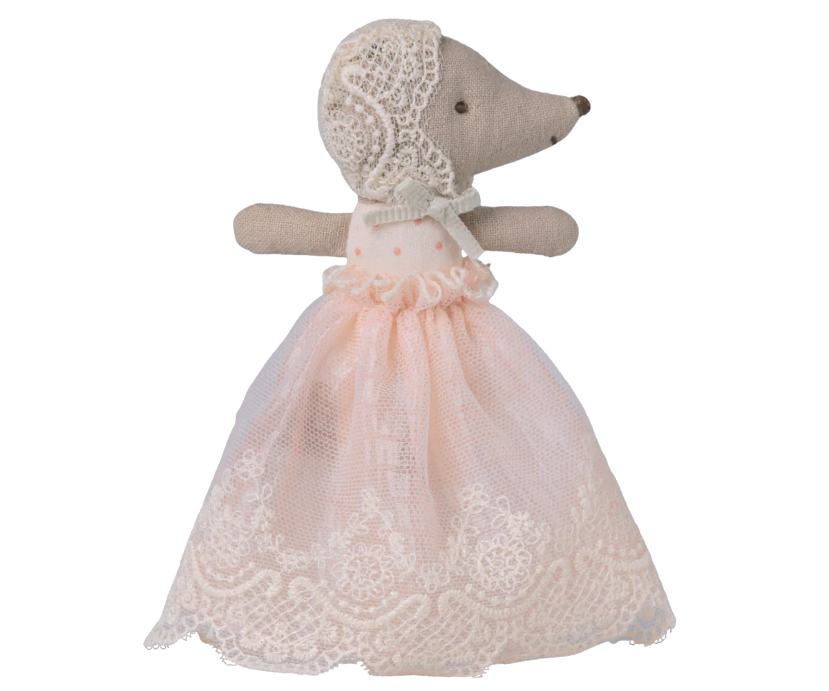 Maileg Babymus i dåbskjole - Rosa