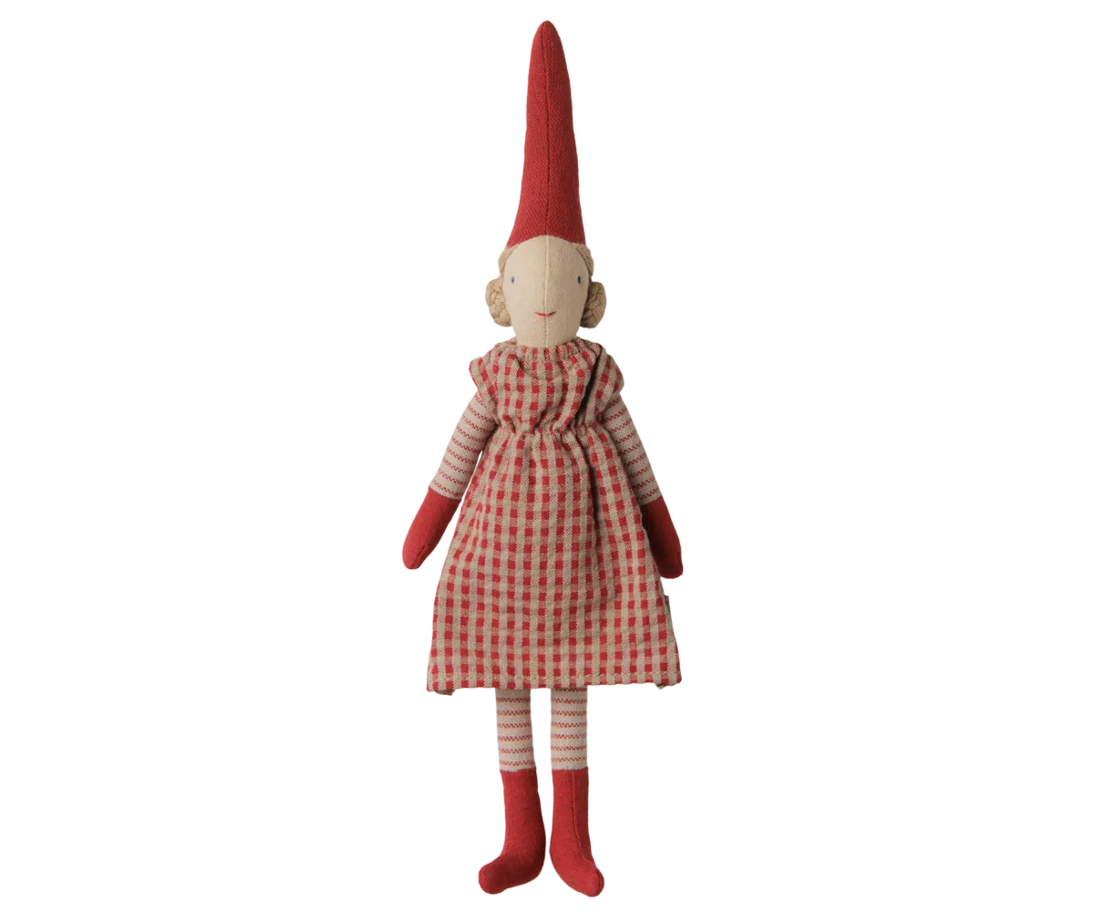 PIXY NISSE STR. 1 - PIGE - RØD KJOLE