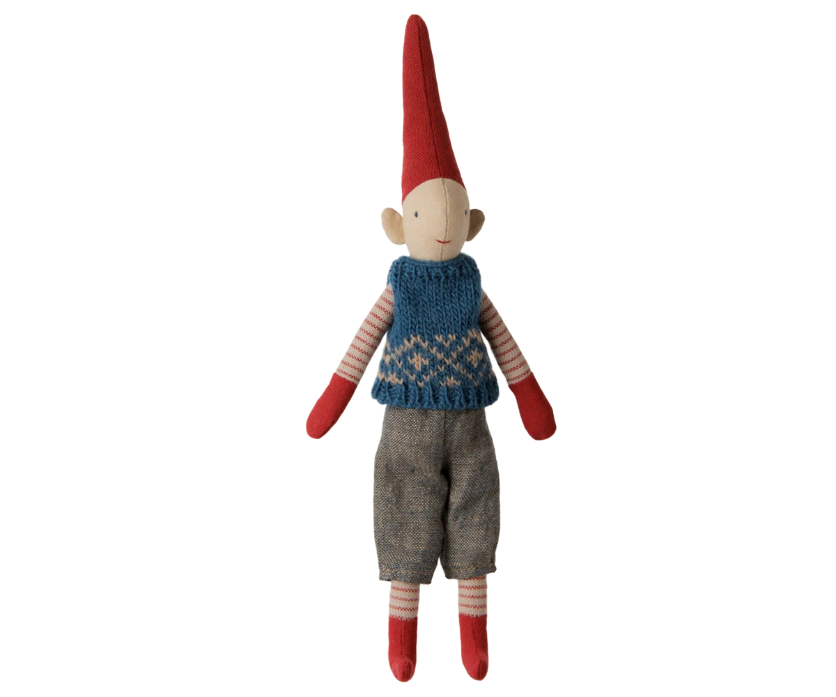 PIXY NISSE STR. 1 - DRENG - BLÅ STRIKKET VEST